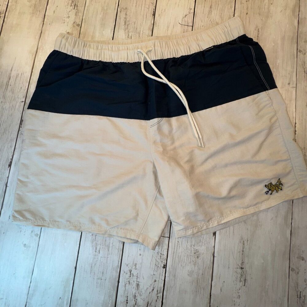 Men's Two-Tone Navy and Cream Swim Trunks